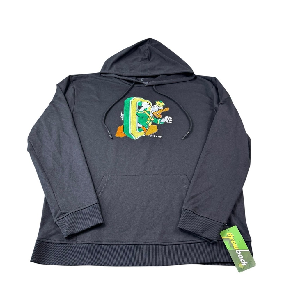 Disney x Oregon Ducks Hoodie Size L Black Donald Duck Football NWT